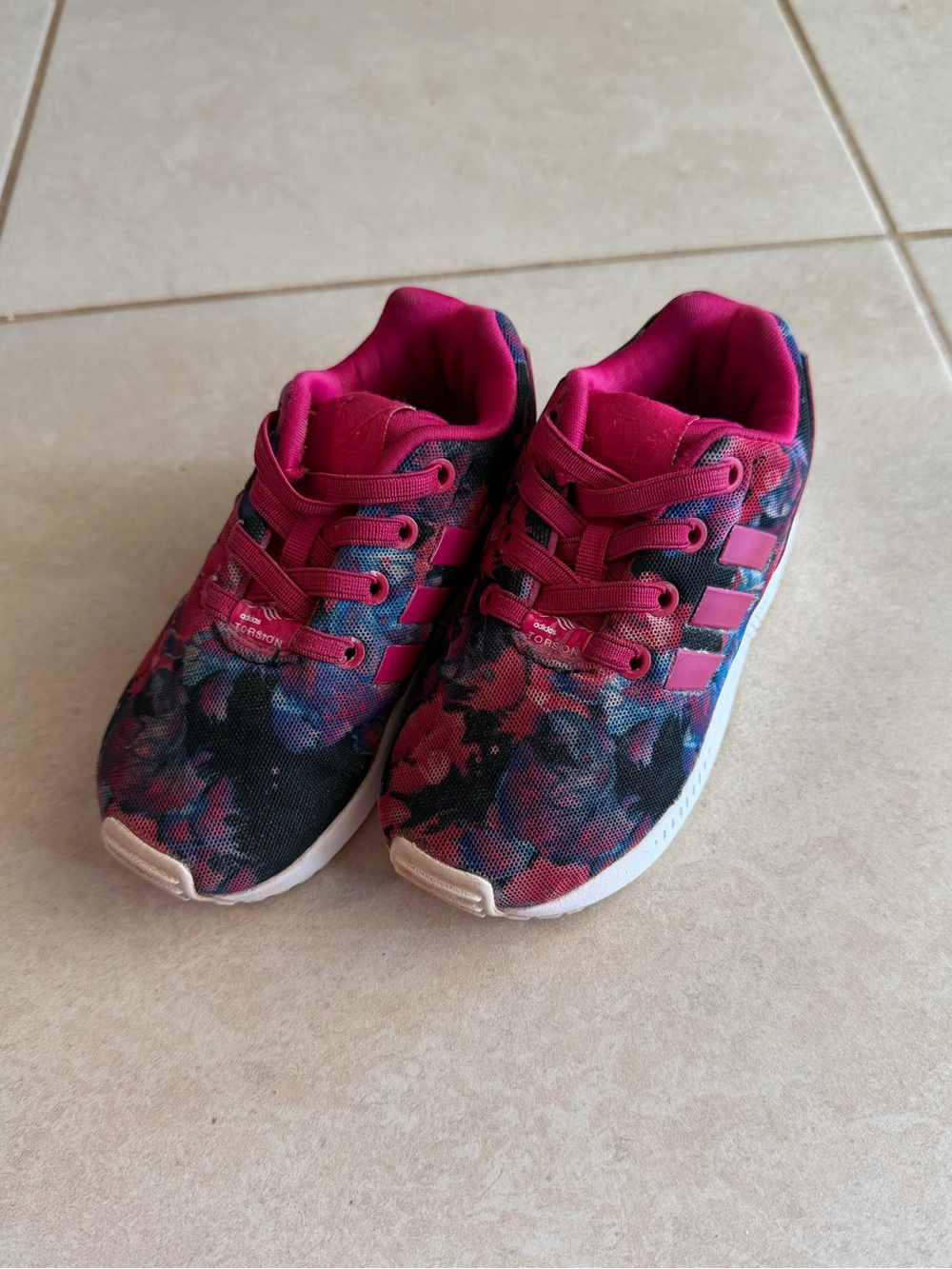 Adidas ZX Flux with Torsion | Bold Pink Floral Sneakers - US Toddler 6